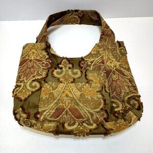 Handmade Boho Chic Paisley Tapestry Tote Bag Brocade Pattern Vintage Fabric RARE